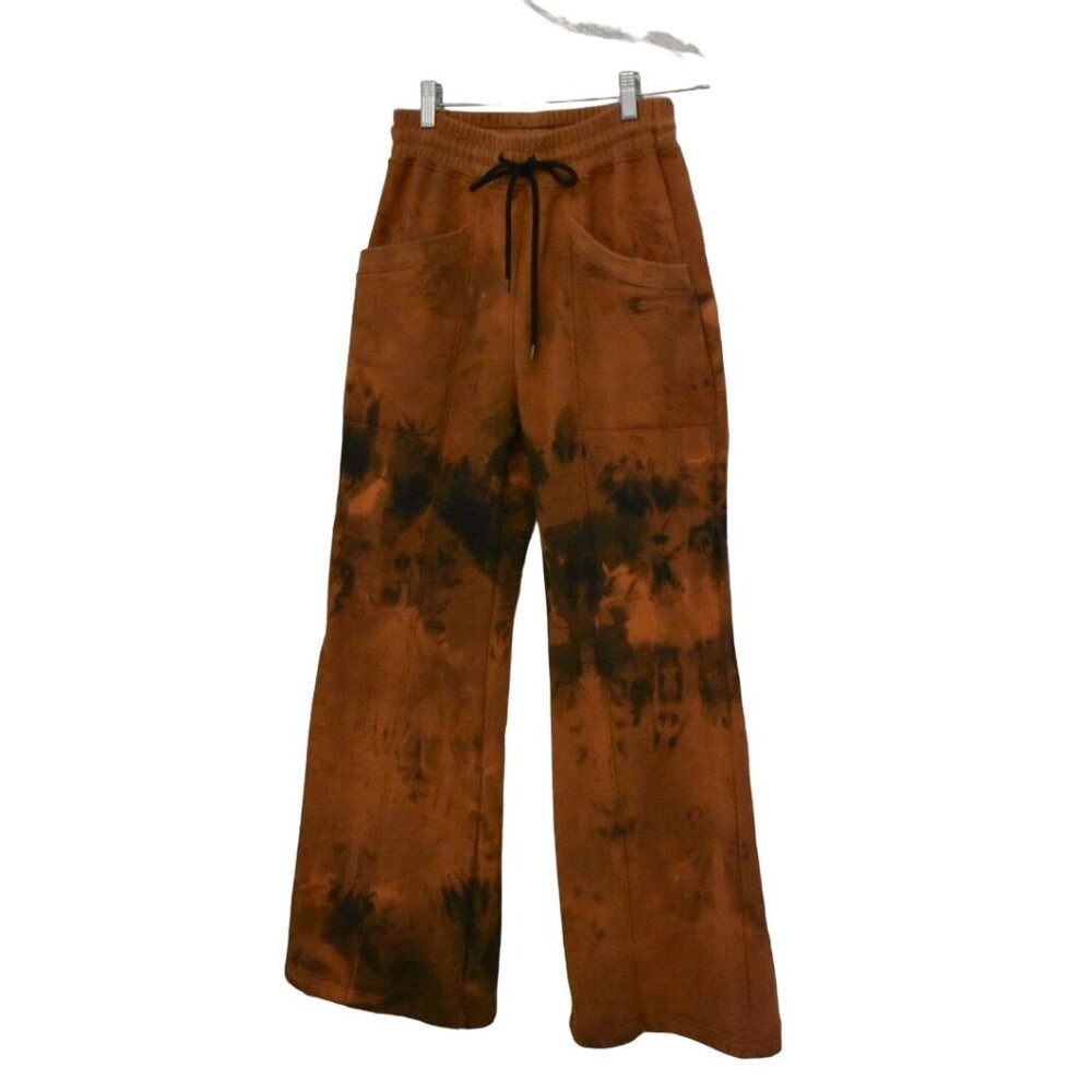 Women's DRAE Custom Bleach Dye Flare Sweat Pants Pockets Size L